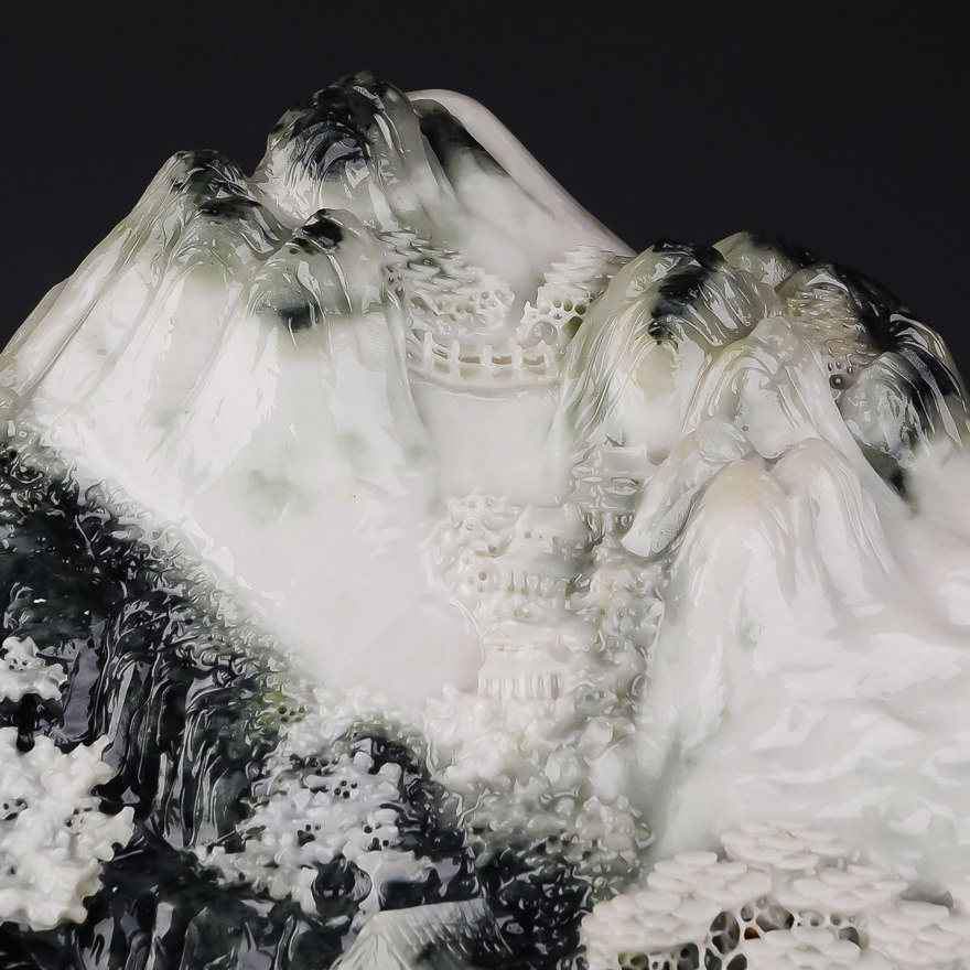 《意境山水》河南省玉石雕刻大师 王晓义作品独山玉摆件 21740g