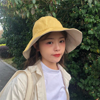 店主推荐自留鹅黄色~日系百搭双面渔夫帽子女夏季遮阳防晒大檐帽