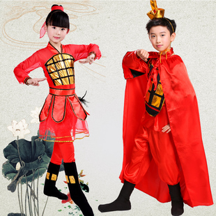 六一儿童节男童古代士兵服装女童花木兰演出服古装戏曲将军表演服