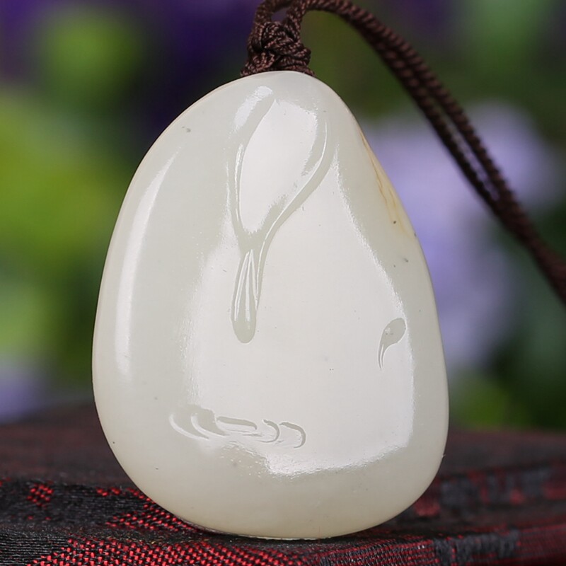 国家级玉雕大师【陈冠军】作品和田玉白玉玉露荷香挂件18.325克