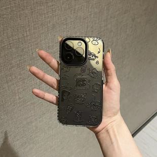 2024新款高颜值高级可爱黑色线条小新iPhone15promax手机壳14软壳11可爱12pro苹果13女7/8高档外壳