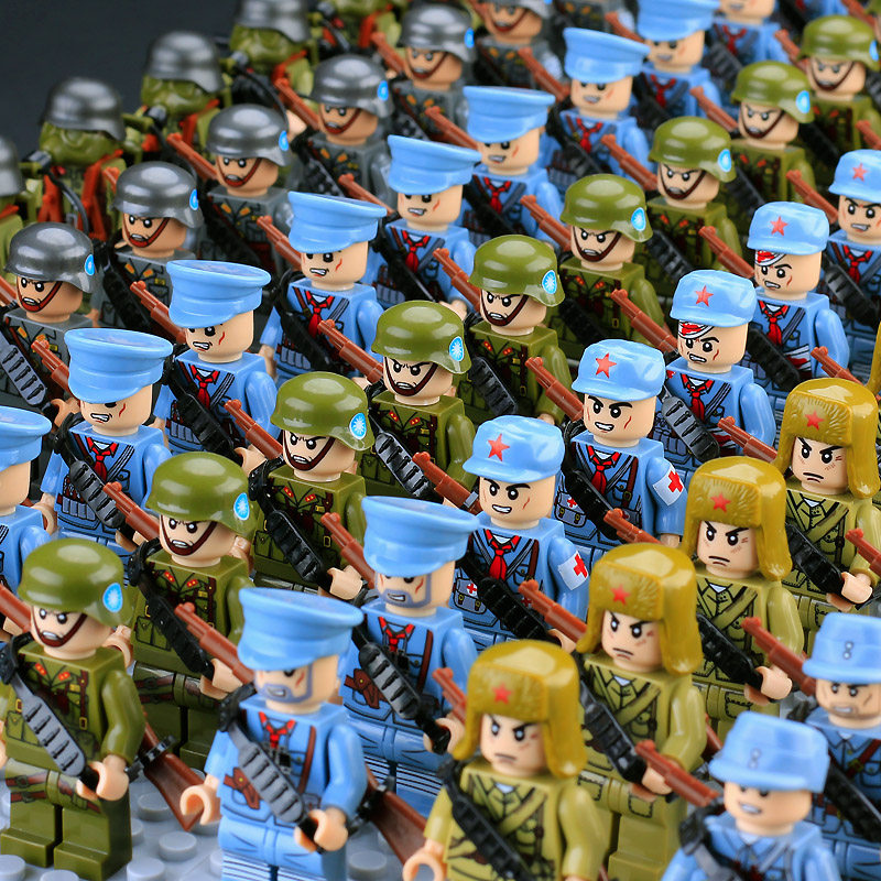 南昌起义乐高中国打仗士兵军团基地军事小人系列红军积木拼装玩具