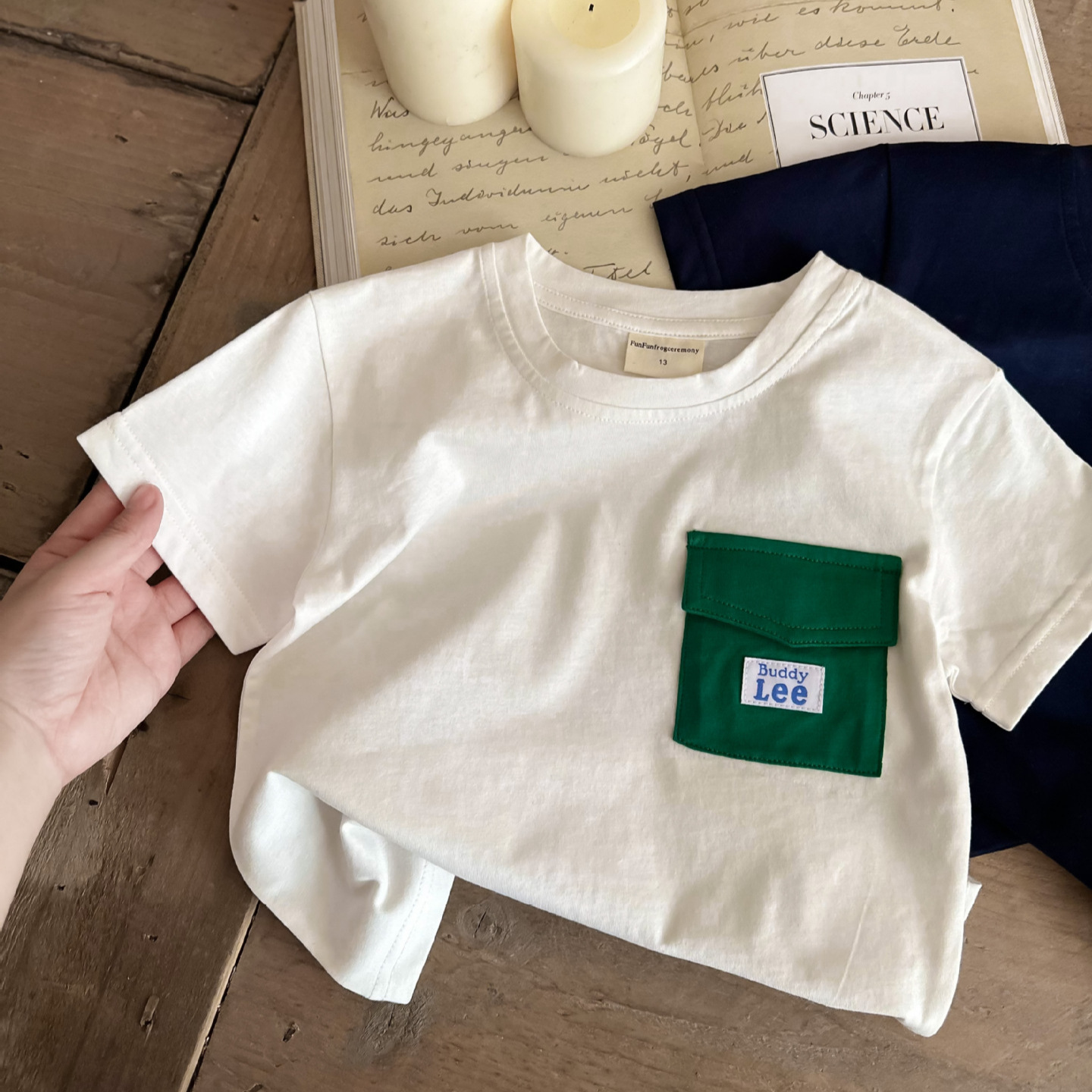 日系童装儿童短袖2024夏季新款男童口袋T恤衫中小童宝宝白色上衣