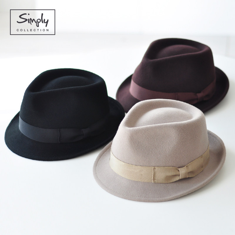 simply羊毛毡礼帽复古绅士帽女爵士帽英式礼帽女春秋帽子女小头围