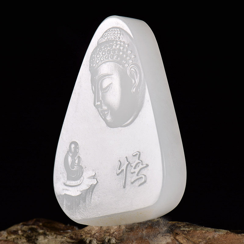 和田玉羊脂白玉悟道挂件31g 雕刻精美 白度佳 3114