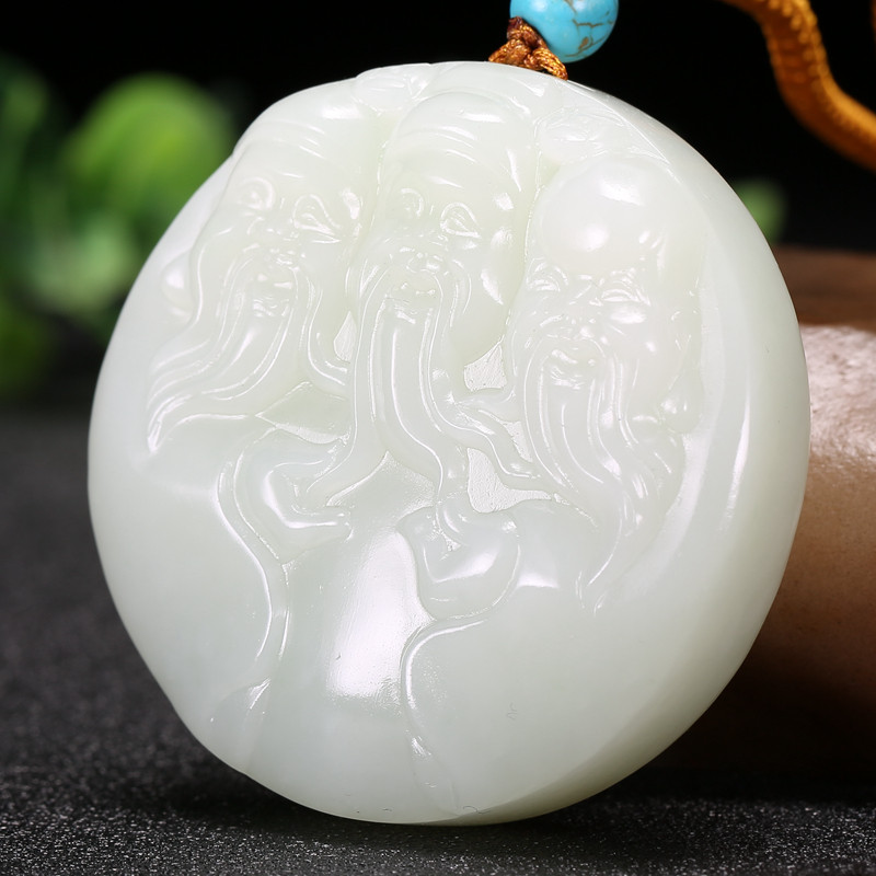 糯米脂润 和田玉 福禄寿 把件 122.4843克(含绳)