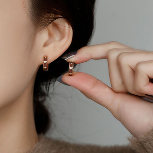 s925银针爱心耳环女新款2024爆款轻奢高级感法式复古耳扣精致耳饰