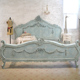 美式乡村实木雕刻床法式复古怀旧雕花床水洗蓝做旧1.8米双人床