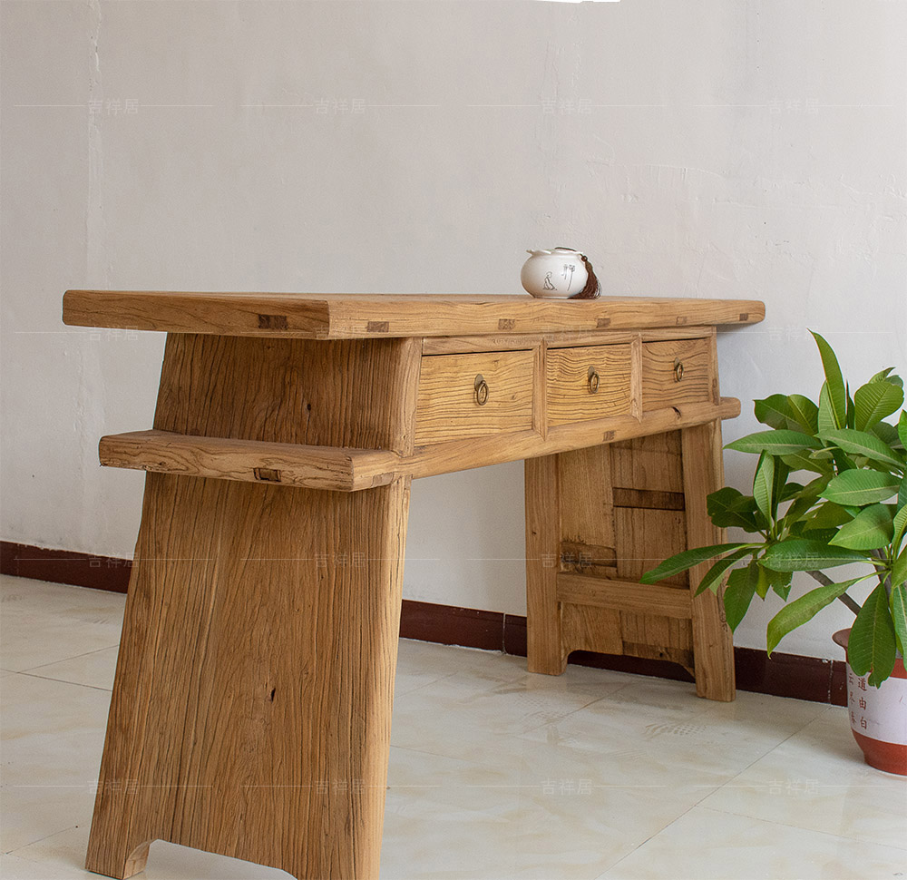 老门板条案复古怀旧榆木供桌供台供奉台榆木门板免漆实木家具