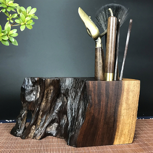 特价茶道六君子套装实木茶夹勺子 茶桌收纳筒茶具配件黑檀木6君子