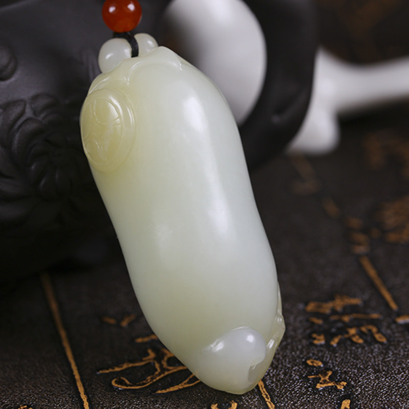 和田玉羊脂白玉 辣椒 微糖 挂件 重54.839克