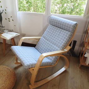 北欧扶手椅休闲家用现代简约日式创意靠背曲木办公摇椅躺椅座椅