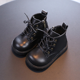 大童靴黑色真皮女