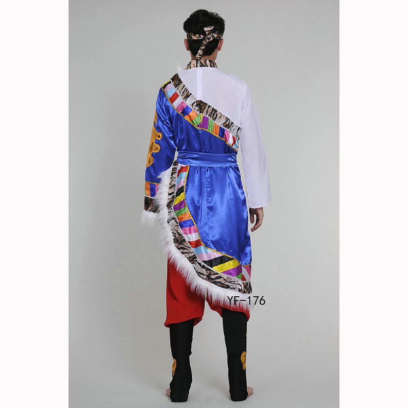 藏族舞蹈演出服装男_2017新款藏族舞蹈服装男款少数民族服装成人藏袍