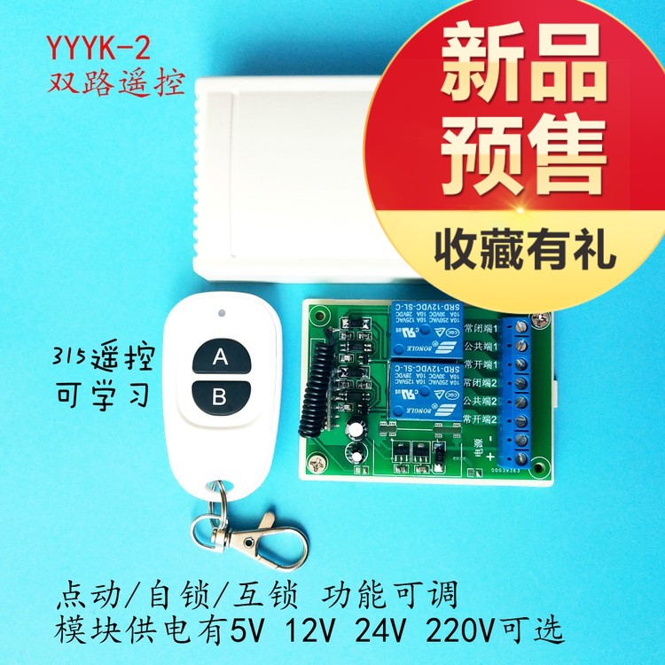 两/双/2 路 无线遥控开关 电灯 具 水泵 继电器模块12V 24V 220V