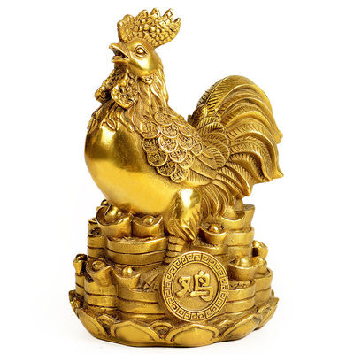 桃木公鸡摆件实木雕刻十二生肖大吉大利富贵金鸡风水招财家居饰品 288