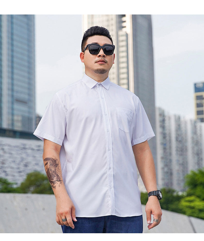 胖男300斤加肥大码加宽白厦季长袖衬衫男短袖正装职业装休闲商务