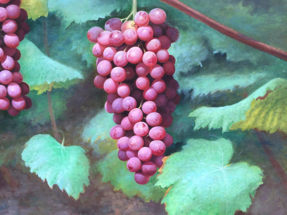 刘燕《葡萄》布面油画