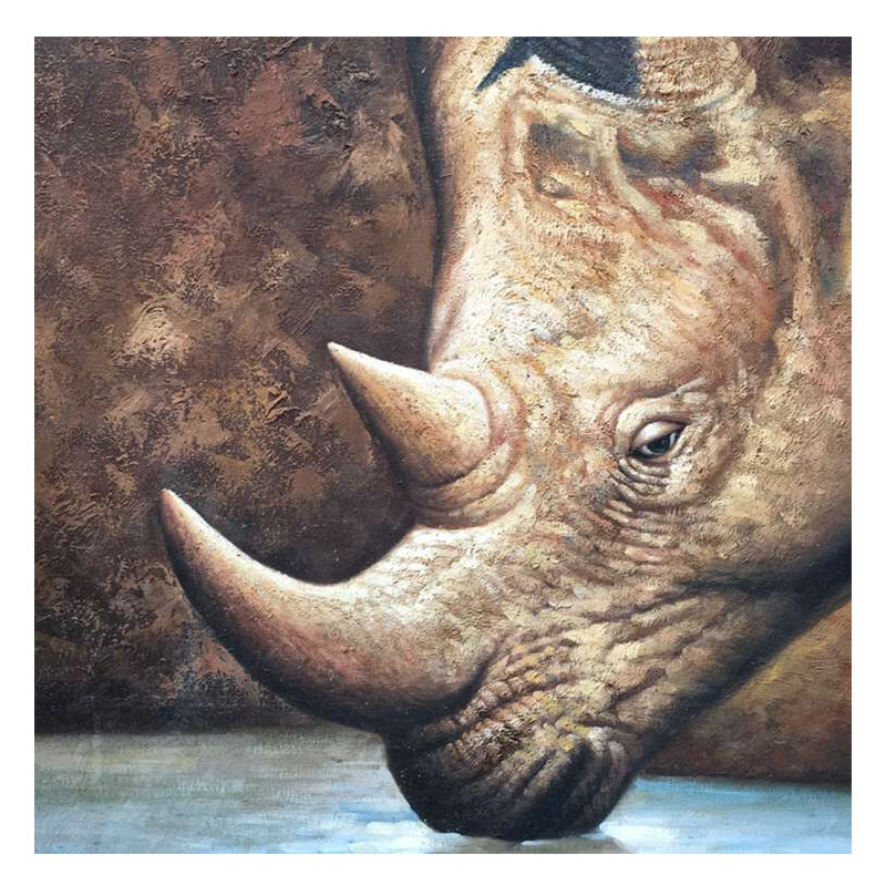 蒋隆《犀牛》布面油画