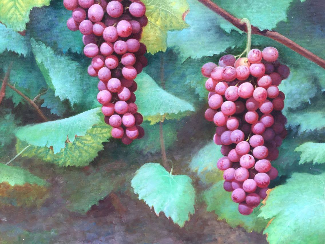 刘燕《葡萄》布面油画