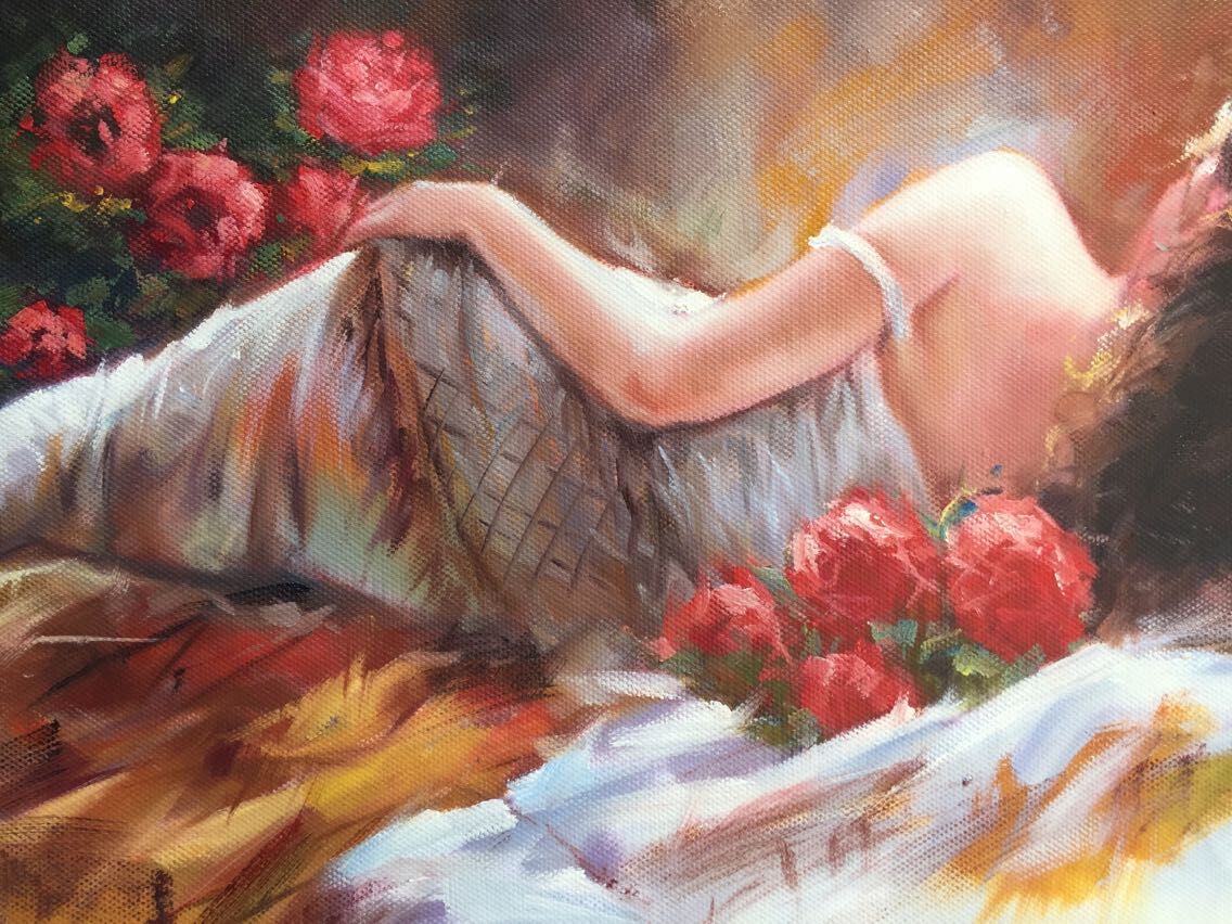 刘坤《睡美人之二》画布油画