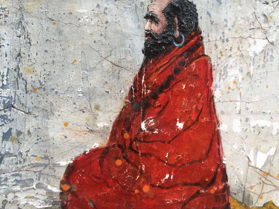 高飞《达摩》原生态创作画面油画