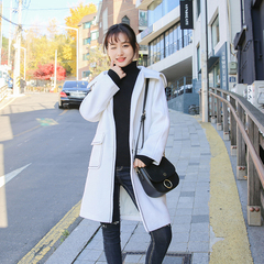 夏奈可可2016秋冬新款韩版羊毛修身显瘦加厚呢子大衣毛呢外套女装