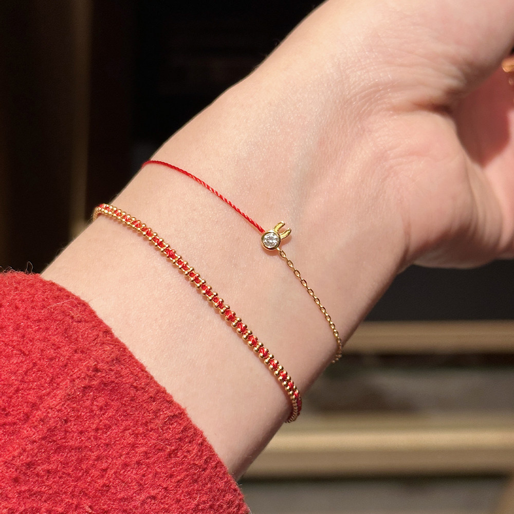 redline法国月老巴黎小兔子红绳手工全绳手链转运本命年手绳ins