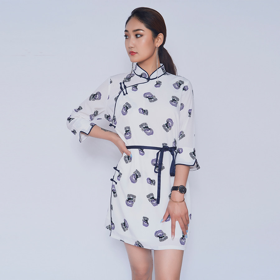 lahev短款蒙古袍连衣裙改良旗袍休闲日常穿着 民族风