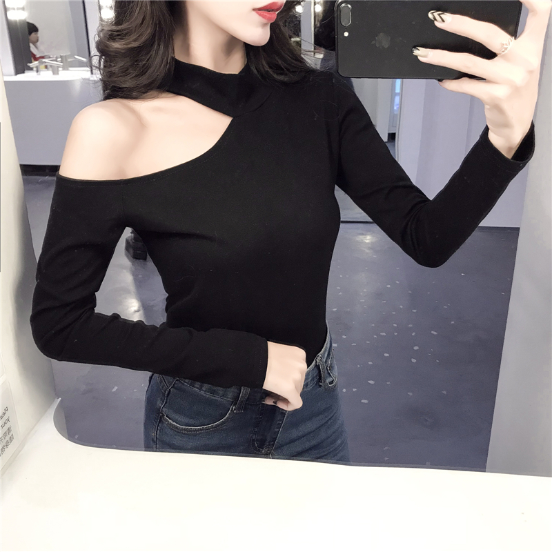 Europe station 2019 new pattern Korean Edition Self cultivation sexy jacket fashion Long sleeve T-shirt strapless Base coatin the Women's clothing/Boutique , T-shirt category - from Buy2taobao.com to provide professional Taobao agent buy service