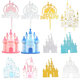 儿童童话城堡生日蛋糕装饰插牌粉色金色王子公主气氛布置插件摆件