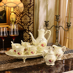 欧式咖啡具套装 咖啡杯套装英式下午茶具套装带托盘高档陶瓷礼品