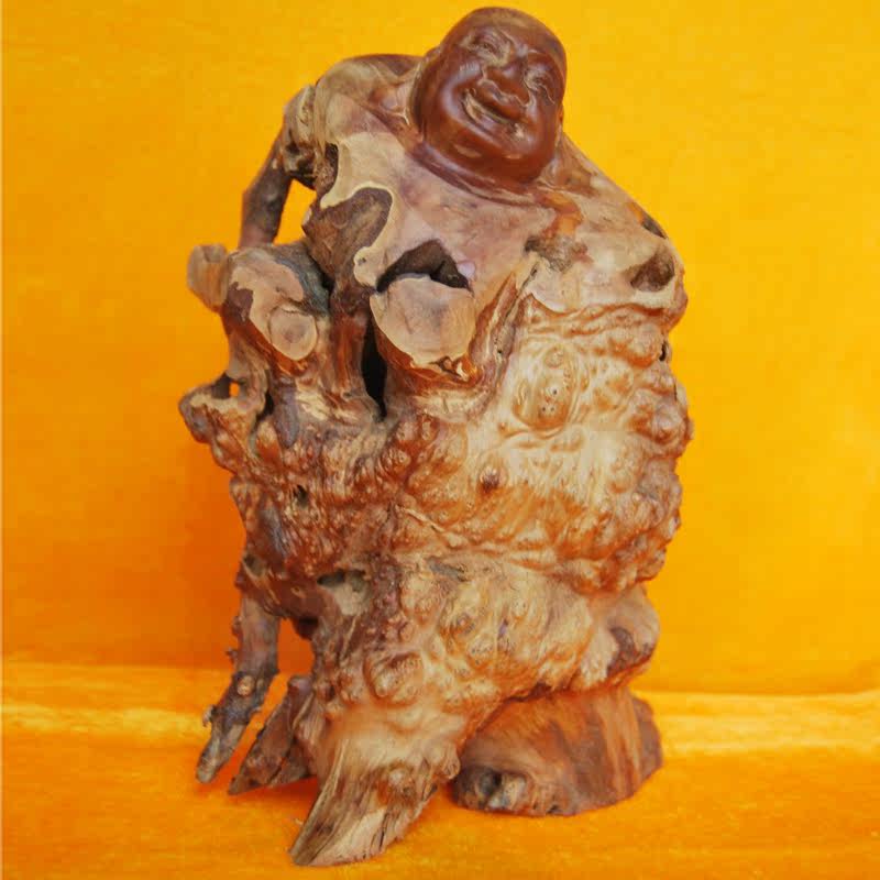 天然随型酸梨木弥勒佛根雕