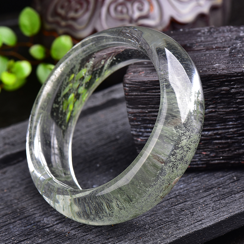 5mm 重102.74g 天然绿幽灵水晶手镯