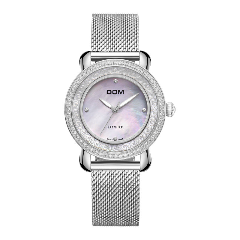 【明星代言-金莎】美国dom腕表 时尚简约石英女士手表 g-86d-7m