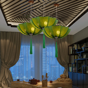 新中式吊灯创意客厅灯笼卧室东南亚餐厅灯具布艺伞灯火锅店中国风