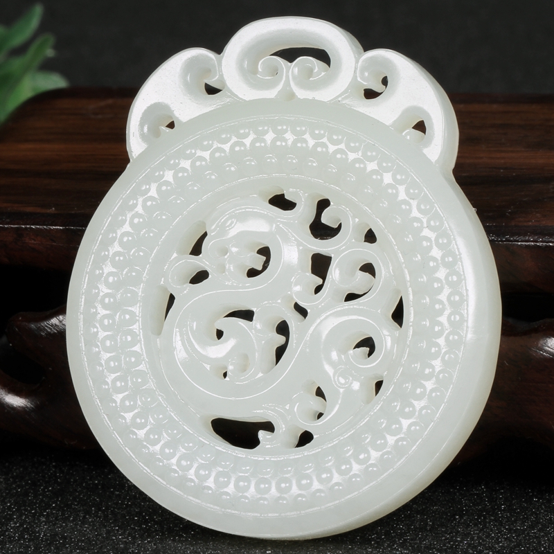 和田玉白玉挂件 龙凤对牌 60.943克