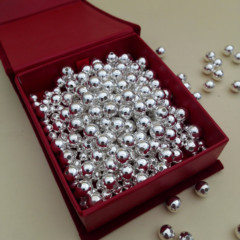 S990纯银隔珠 足银珠子光面圆珠DIY配件光珠 小孔大孔转运珠