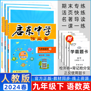 2024春季 启东中学作业本九年级下册语文数学英语全3本 人教版 启东中学作业本9年级下 龙门书局 同步篇