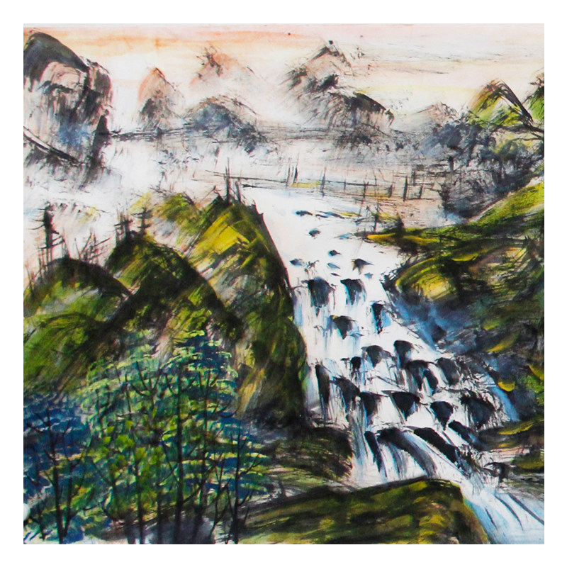 张松《大山给我满坡黄金》【羽毛画】巨有收藏价值 八尺巨幅 合影