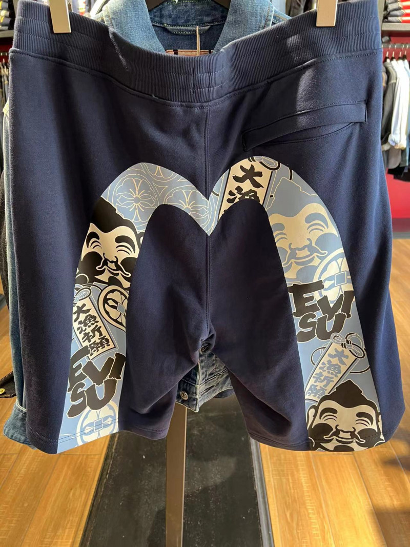 evisu福神男潮牌大m字母印花宽松卫裤短裤五分裤 424xx