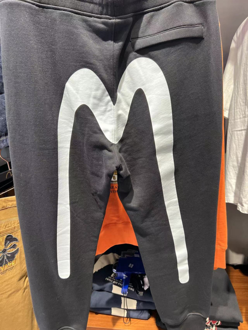 evisu福神男潮牌白色大m刺绣印花宽松休闲运动百搭长裤卫裤 407xx