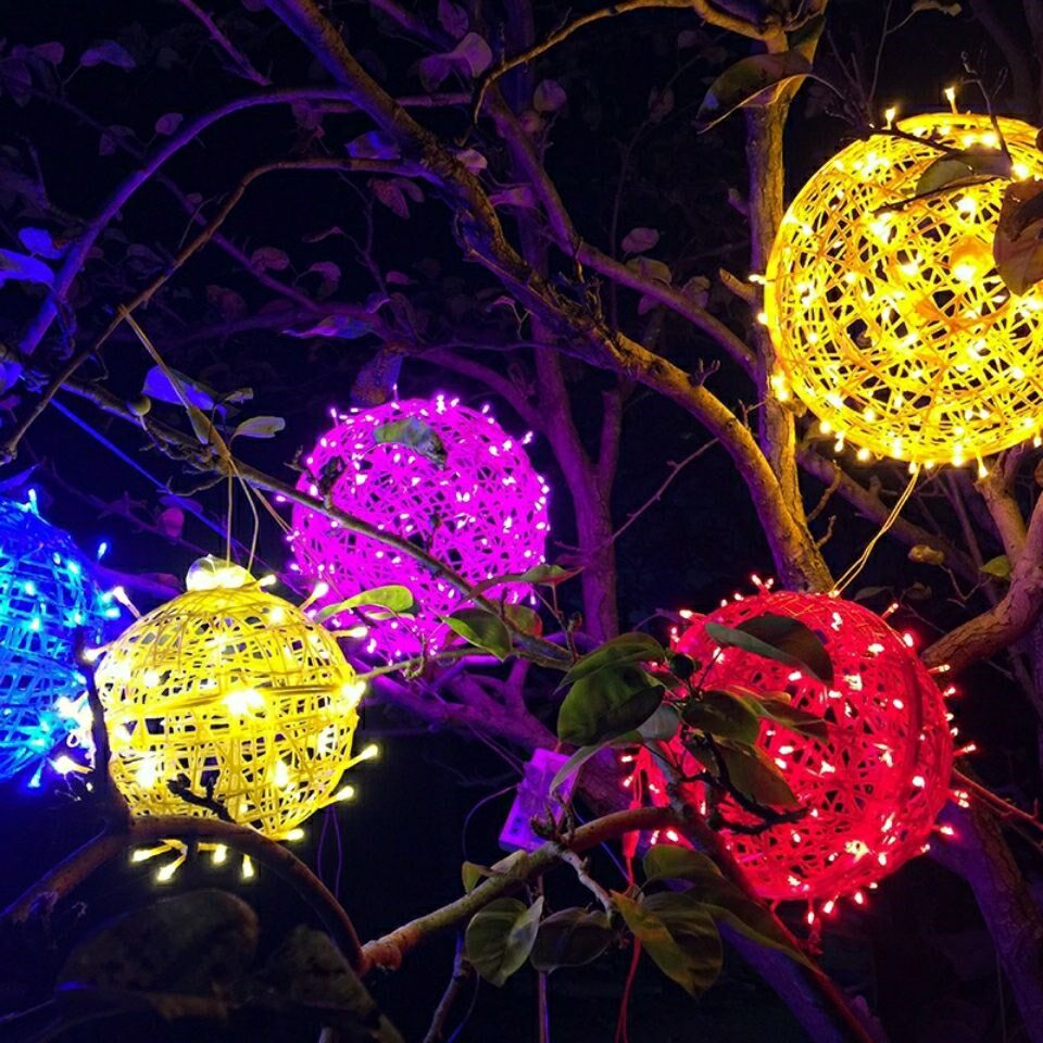 盈春led藤球挂树灯圆球元旦春节街道公园户外亮化装饰彩灯串胶圆