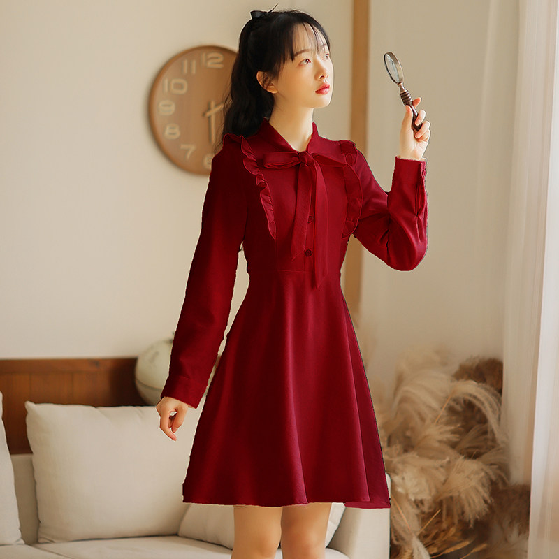 拜年裙子过年衣服红色本命年女装