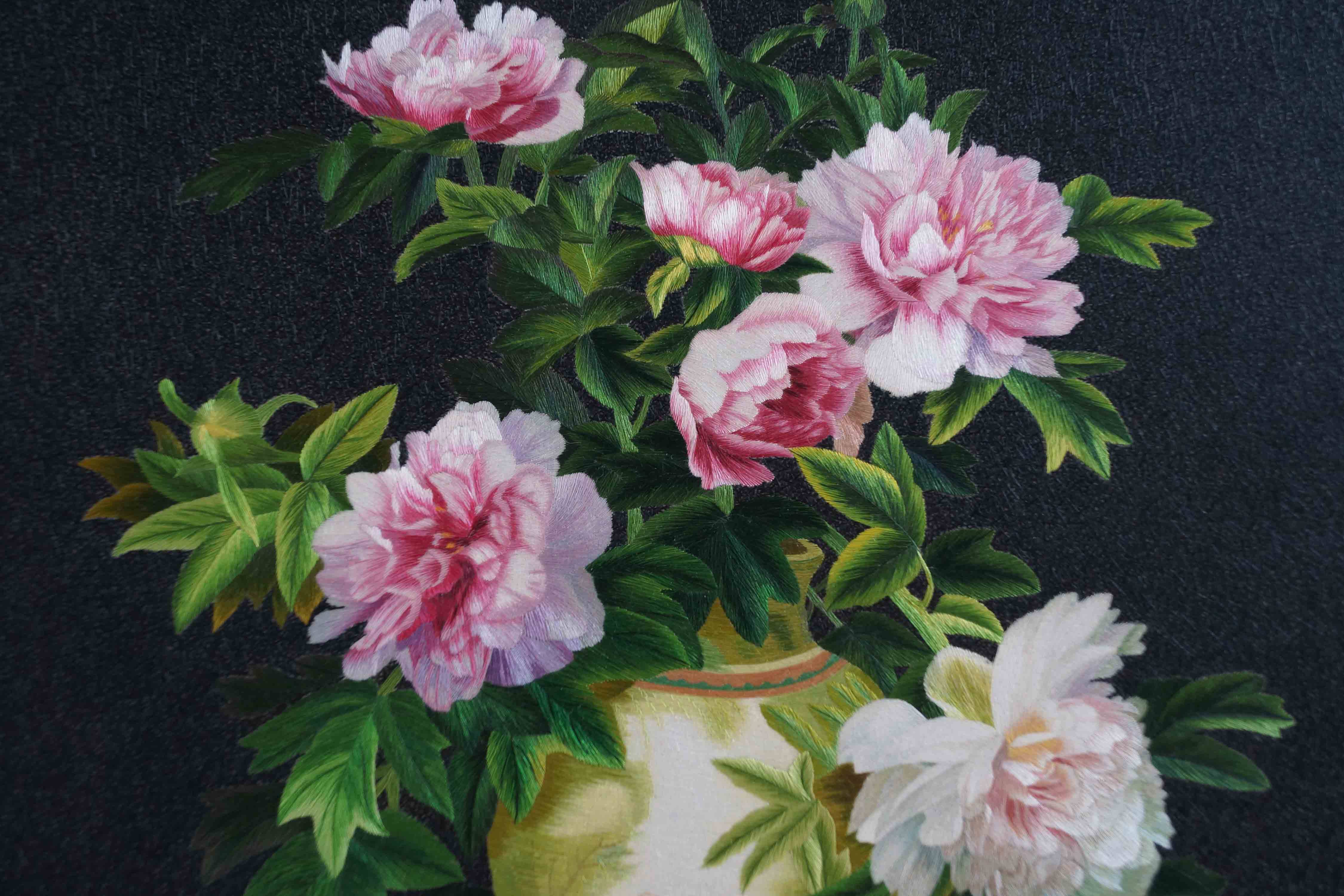 苏绣《静物花》单面绣