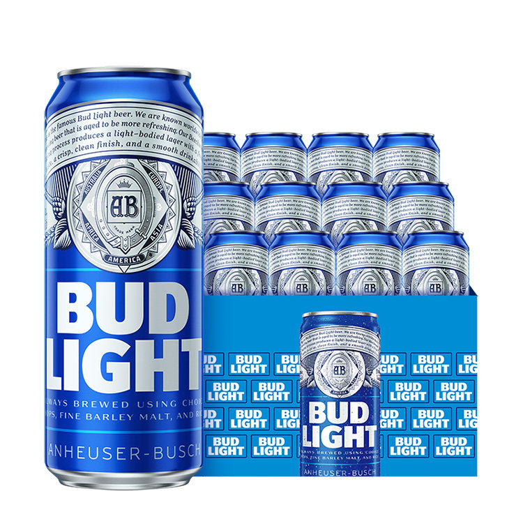 百威啤酒昕蓝budlight生啤淡啤500ml12听整箱官方啤酒