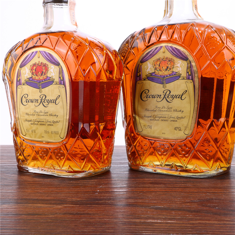 21/70-80年代加拿大皇冠威士忌酒40度750ml/1000ml4瓶老洋酒