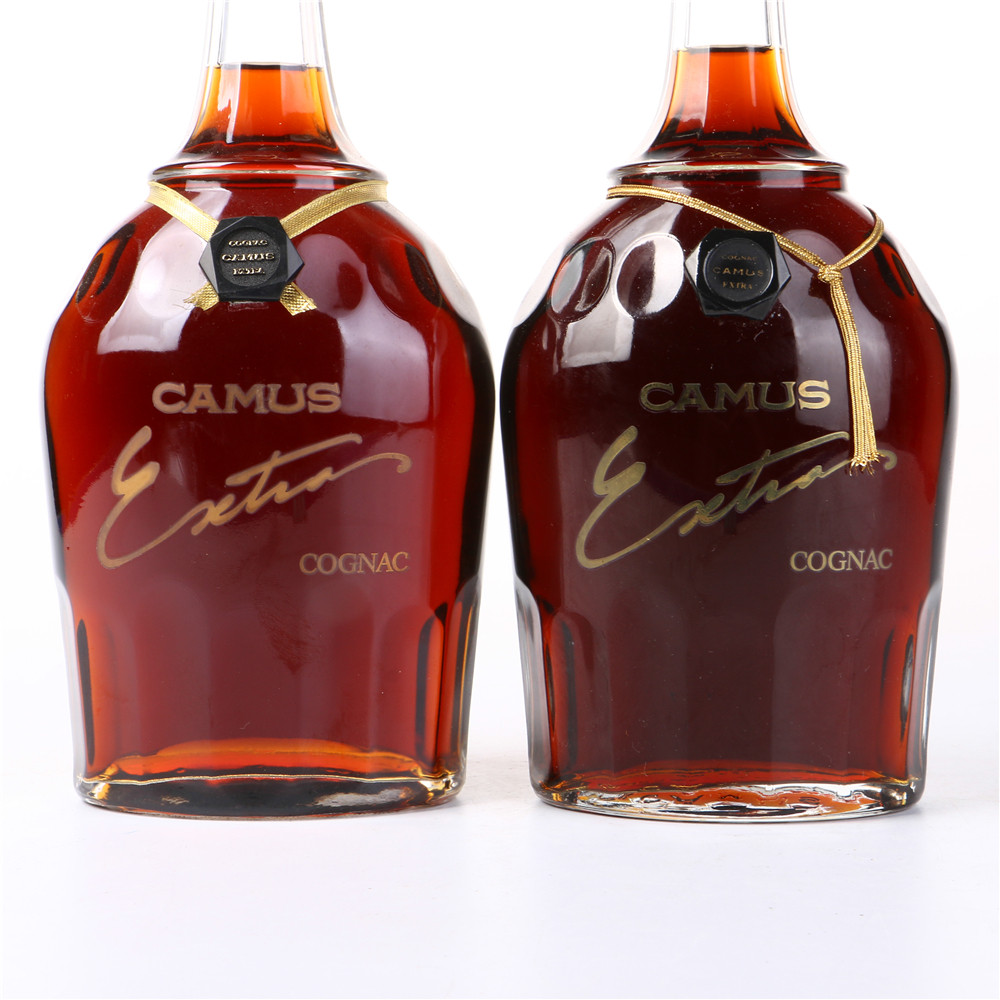 71/90年代初卡慕金花extra特级干邑白兰地 40度700ml2瓶老洋酒