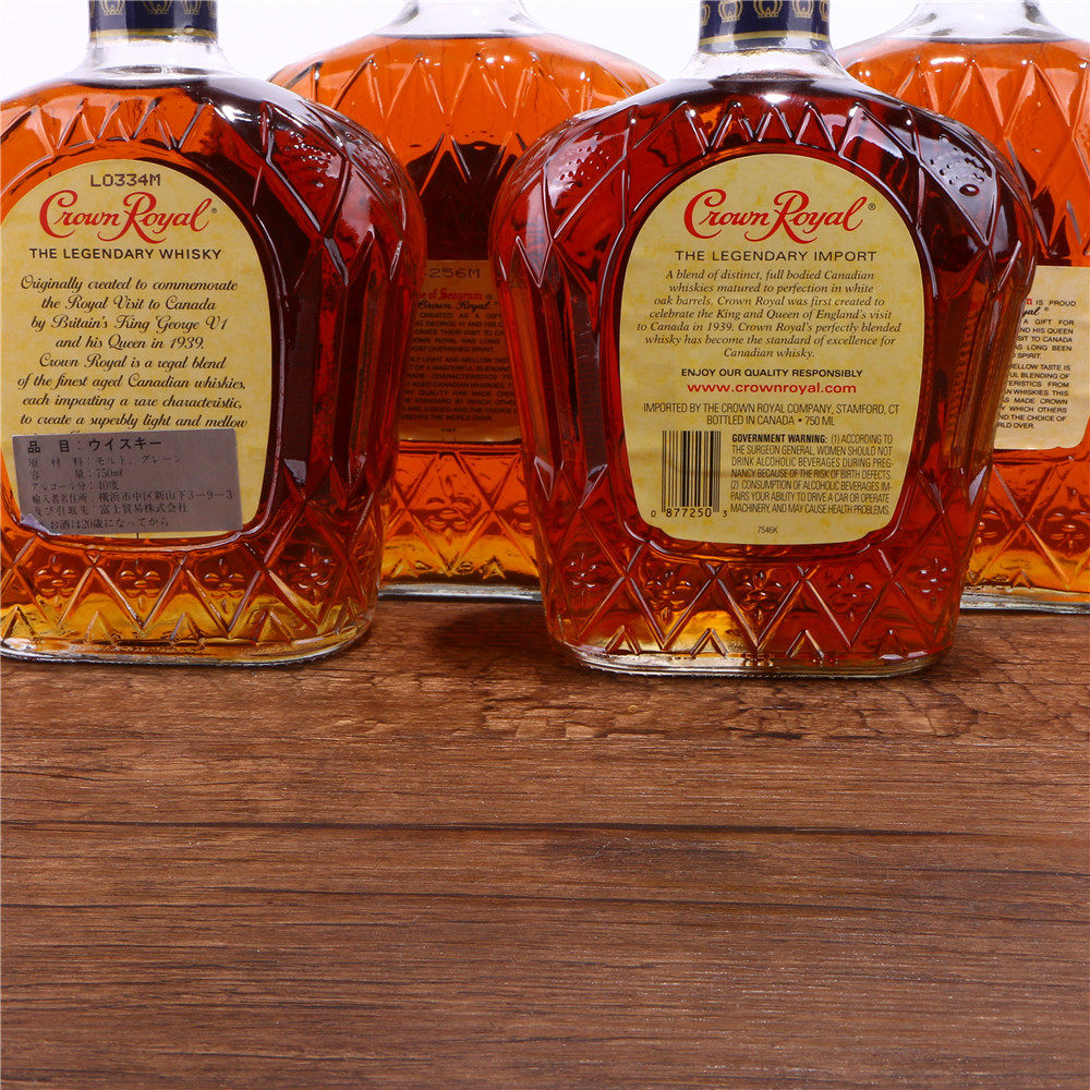 72/约90年代加拿大皇冠威士忌酒40度750ml/1000ml4瓶老洋酒