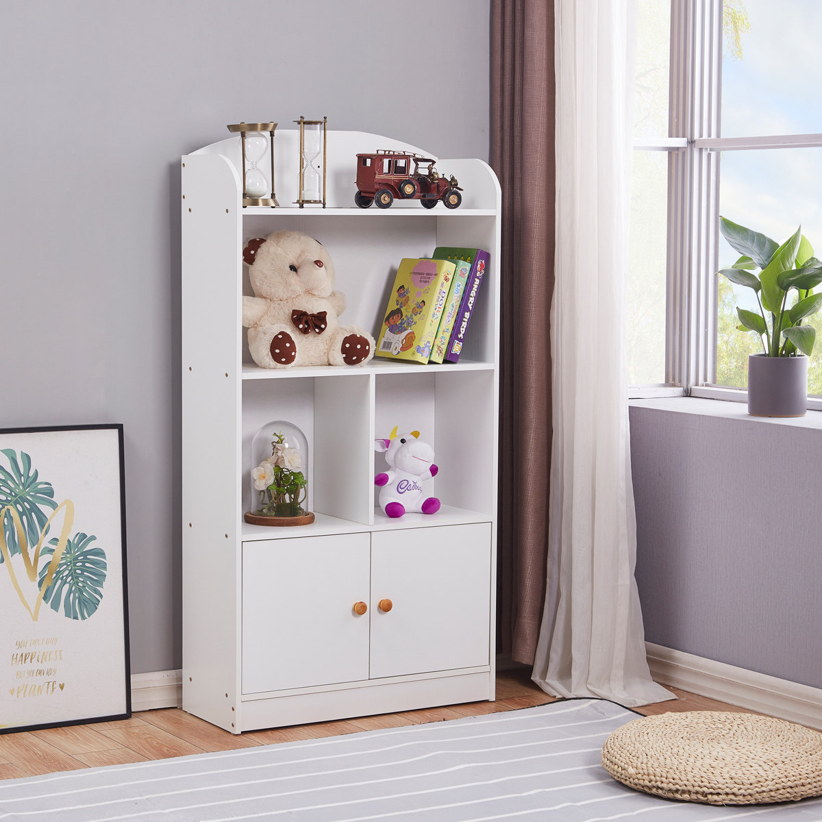 书架落地小型带门优惠券爱比价妈妈